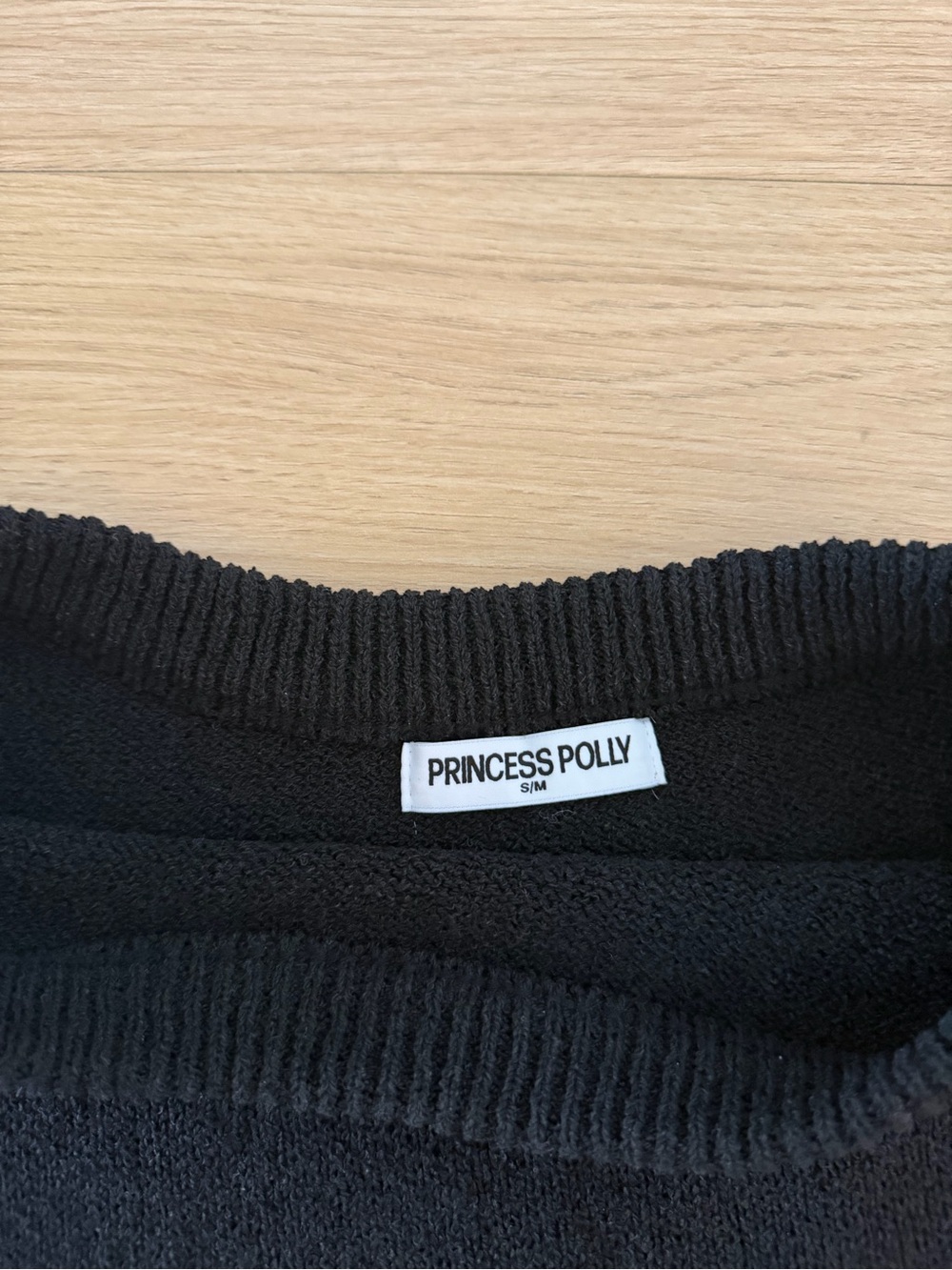 Princess Polly Black Ribbed Off the Shoulder Top